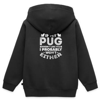 Mops - Kinder Premium Organic Zip Hoodie - Schwarz - Hinten - AI Model Kid Male (0cm)