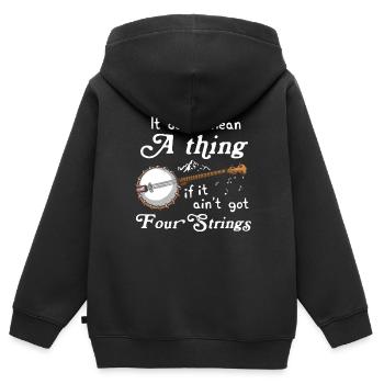 Chemises Banjo Pour Hommes Bluegrass Appalachia Folk - Sweat Premium à capuche zippé enfant bio - noir - Dos - AI Model Kid Male (0cm)