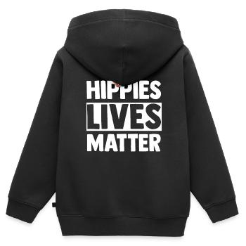 Hippie Peace Groovy Flowerpower Boho Woodstock - Kinder Premium Organic Zip Hoodie - Schwarz - Hinten - AI Model Kid Male (0cm)