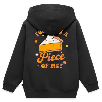 Tarte à la citrouille Thanksgiving Vous voulez un morceau de moi - Sweat Premium à capuche zippé enfant bio - noir - Dos - AI Model Kid Male (0cm)