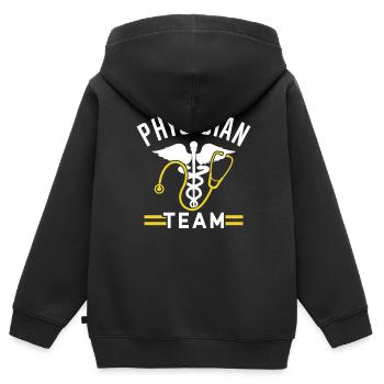 Équipe médicale Équipe Médecine Médecin Médecin Médecin - Sweat Premium à capuche zippé enfant bio - noir - Dos - AI Model Kid Male (0cm)