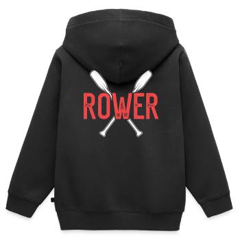 Ruderer Ruderboot Ruder Rudern Rudersport - Kinder Premium Organic Zip Hoodie - Schwarz - Hinten - AI Model Kid Male (0cm)