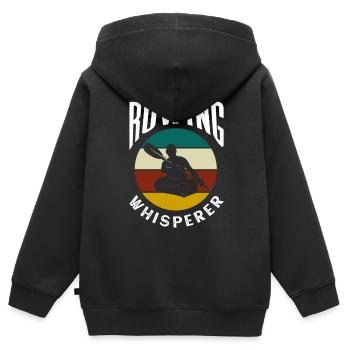 Ruder Flüsterer Ruderboot Rudern Ruderer - Kinder Premium Organic Zip Hoodie - Schwarz - Hinten - AI Model Kid Male (0cm)