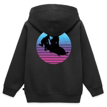 Bobbahn Damen Herren Bob Zweierbob Bob fahren - Kinder Premium Organic Zip Hoodie - Schwarz - Hinten - AI Model Kid Male (0cm)