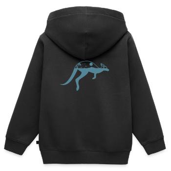 Kangourou avec la campagne australienne - Sweat Premium à capuche zippé enfant bio - noir - Dos - AI Model Kid Male (0cm)