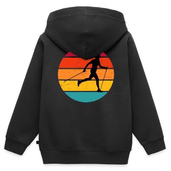 Walken Nordic Walking Nordic Walker Walking - Kinder Premium Organic Zip Hoodie - Schwarz - Hinten - AI Model Kid Male (0cm)