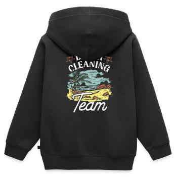 Équipe de nettoyage de plage Nettoyage de plage Plage - Sweat Premium à capuche zippé enfant bio - noir - Dos - AI Model Kid Male (0cm)