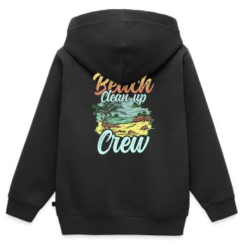 Équipe de nettoyage de plage Nettoyage de plage Plage - Sweat Premium à capuche zippé enfant bio - noir - Dos - AI Model Kid Male (0cm)