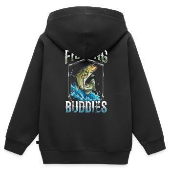 Amis de la pêche Ami de la pêche Ami de la pêche - Sweat Premium à capuche zippé enfant bio - noir - Dos - AI Model Kid Male (0cm)