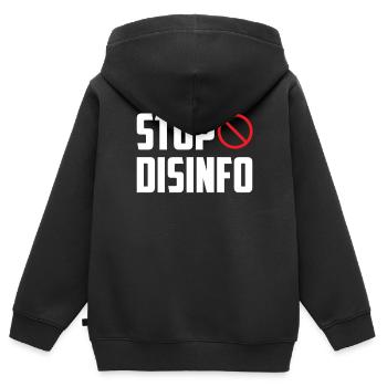 Désinfo Stop Press Loi Liberté de la presse - Sweat Premium à capuche zippé enfant bio - noir - Dos - AI Model Kid Male (0cm)