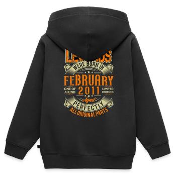 2011 Februar Geburtstag Legende - Kinder Premium Organic Zip Hoodie - Schwarz - Hinten - AI Model Kid Male (0cm)