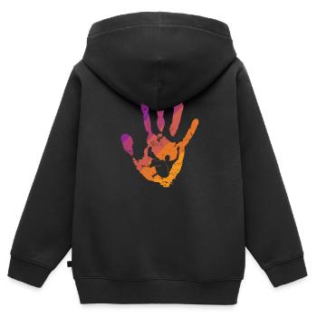 Empreinte de main Parkour Training Sport Fitness - Sweat Premium à capuche zippé enfant bio - noir - Dos - AI Model Kid Male (0cm)