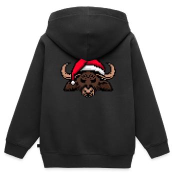 Büffel gepixeltes Weihnachten - Lustige Büffel - Kinder Premium Organic Zip Hoodie - Schwarz - Hinten - AI Model Kid Male (0cm)