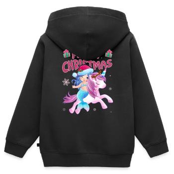 Weihnachten Einhorn Und Meerjungfrau Mit - Kinder Premium Organic Zip Hoodie - Schwarz - Hinten - AI Model Kid Male (0cm)