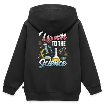 Écoutez les scientifiques scientifiques - Sweat Premium à capuche zippé enfant bio - noir - Dos - AI Model Kid Male (0cm)