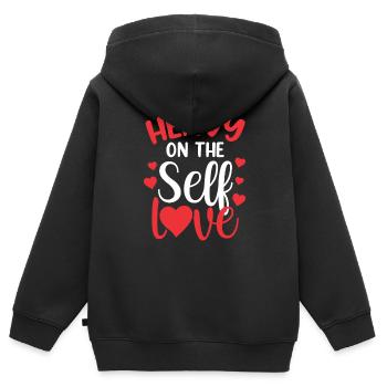 Amour de soi Amour de soi Doux Amour de soi Positif - Sweat Premium à capuche zippé enfant bio - noir - Dos - AI Model Kid Male (0cm)