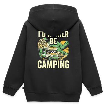 Je préfère camper camper camp camping - Sweat Premium à capuche zippé enfant bio - noir - Dos - AI Model Kid Male (0cm)