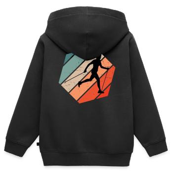 Damen Walken Herren Walking Nordic Walker - Kinder Premium Organic Zip Hoodie - Schwarz - Hinten - AI Model Kid Male (0cm)