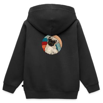Mops - Kinder Premium Organic Zip Hoodie - Schwarz - Hinten - AI Model Kid Male (0cm)