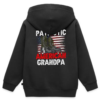 Patriotic American Grandfather US Patriot - Kids Premium Organic Zip-up Hoodie - black - Back - AI Model Kid Male (0cm)