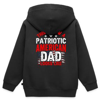 So Sieht Patriotischer Amerikanischer Vater Aus - Kinder Premium Organic Zip Hoodie - Schwarz - Hinten - AI Model Kid Male (0cm)