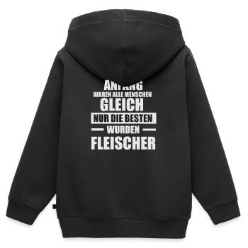 Fleischer Metzger Zerleger Schlachter - Kinder Premium Organic Zip Hoodie - Schwarz - Hinten - AI Model Kid Male (0cm)