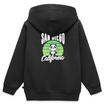 San Diego - Sweat Premium à capuche zippé enfant bio - noir - Dos - AI Model Kid Male (0cm)