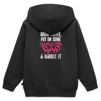 Café Rap - Sweat Premium à capuche zippé enfant bio - noir - Dos - AI Model Kid Male (0cm)