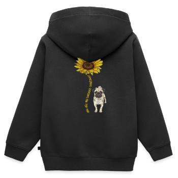 Mops - Kinder Premium Organic Zip Hoodie - Schwarz - Hinten - AI Model Kid Male (0cm)