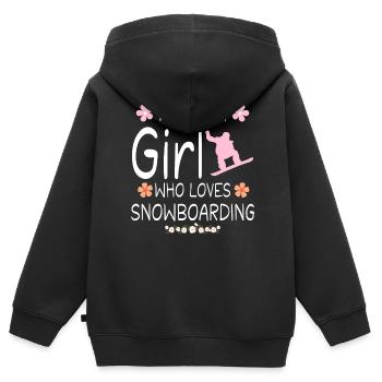 Ich bin nur ein Mädchen, das Snowboarden liebt - Kinder Premium Organic Zip Hoodie - Schwarz - Hinten - AI Model Kid Male (0cm)