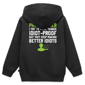 Programming Slogan Software Developer Computer Eng - Kinder Premium Organic Zip Hoodie - Schwarz - Hinten - AI Model Kid Male (0cm)