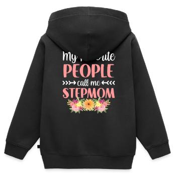 Meine Lieblingsmenschen Nennen Mich Stiefmutter - Kinder Premium Organic Zip Hoodie - Schwarz - Hinten - AI Model Kid Male (0cm)