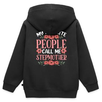 Meine Lieblingsmenschen Nennen Mich Stiefmutter - Kinder Premium Organic Zip Hoodie - Schwarz - Hinten - AI Model Kid Male (0cm)