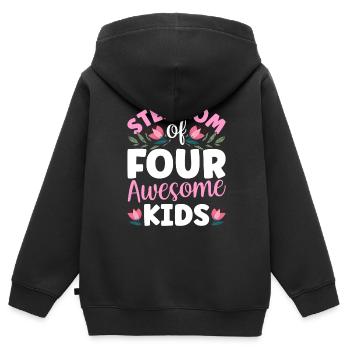 Stepmother of four great children - Kids Premium Organic Zip-up Hoodie - black - Back - AI Model Kid Male (0cm)
