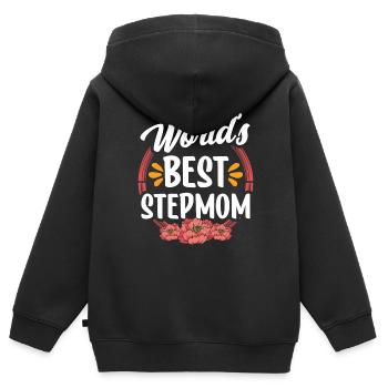 The best stepmother in the world child foster mother - Kids Premium Organic Zip-up Hoodie - black - Back - AI Model Kid Male (0cm)