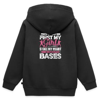 Softball - Sweat Premium à capuche zippé enfant bio - noir - Dos - AI Model Kid Male (0cm)