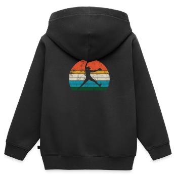 Softball - Kinder Premium Organic Zip Hoodie - Schwarz - Hinten - AI Model Kid Male (0cm)