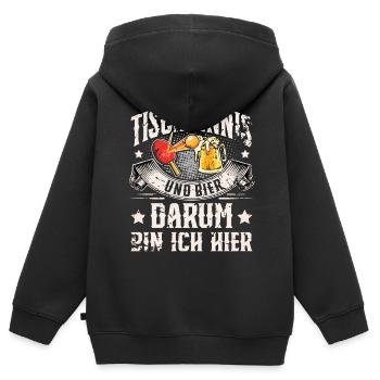 Tischtennis - Kinder Premium Organic Zip Hoodie - Schwarz - Hinten - AI Model Kid Male (0cm)