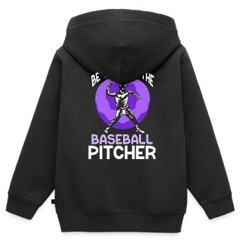 Soyez gentil avec le lanceur de baseball - Sweat Premium à capuche zippé enfant bio - noir - Dos - AI Model Kid Male (0cm)