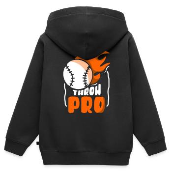 Lanceur professionnel Hobby Pitcher Baseball Pitcher - Sweat Premium à capuche zippé enfant bio - noir - Dos - AI Model Kid Male (0cm)