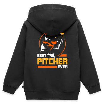 Bester Baseball Pitcher Aller Zeiten Werfer Hobby - Kinder Premium Organic Zip Hoodie - Schwarz - Hinten - AI Model Kid Male (0cm)