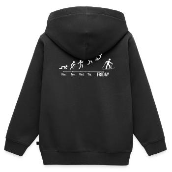 Ski Ski Ski Week-end Skis - Sweat Premium à capuche zippé enfant bio - noir - Dos - AI Model Kid Male (0cm)
