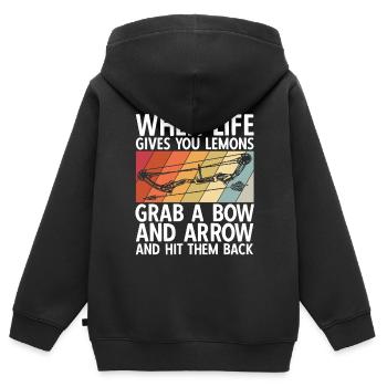 Bogenschießen Archery - Kinder Premium Organic Zip Hoodie - Schwarz - Hinten - AI Model Kid Male (0cm)
