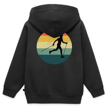 Damen Nordic Walking Nordic Walker Walken - Kinder Premium Organic Zip Hoodie - Schwarz - Hinten - AI Model Kid Male (0cm)