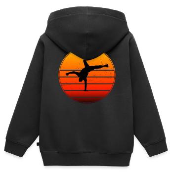 Hiphop Hip Hop Bboy Femmes Bgirl Break Dance - Sweat Premium à capuche zippé enfant bio - noir - Dos - AI Model Kid Male (0cm)