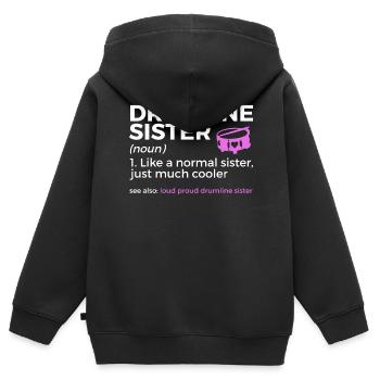 Drumline Trommeln Geschenk - Kinder Premium Organic Zip Hoodie - Schwarz - Hinten - AI Model Kid Male (0cm)