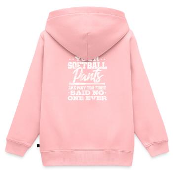 Softball - Kinder Premium Organic Zip Hoodie - Rosa - Hinten - AI Model Kid Female (0cm)