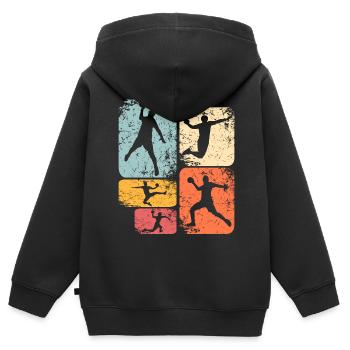 Handball Handballer - Kinder Premium Organic Zip Hoodie - Schwarz - Hinten - AI Model Kid Male (0cm)
