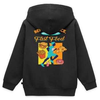 Coureurs de marathon et de cross-country - Sweat Premium à capuche zippé enfant bio - noir - Dos - AI Model Kid Male (0cm)