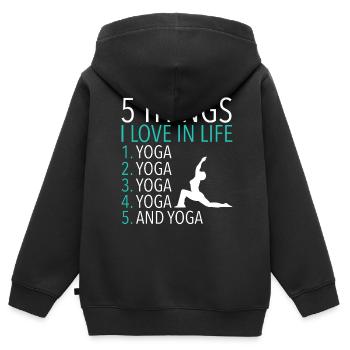 Yoga - Kinder Premium Organic Zip Hoodie - Schwarz - Hinten - AI Model Kid Male (0cm)